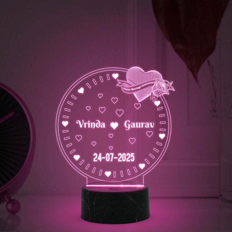 Personalized Couple Night Lamp with Multicolored Light Customized with Name Gift for Birthday Anniversary